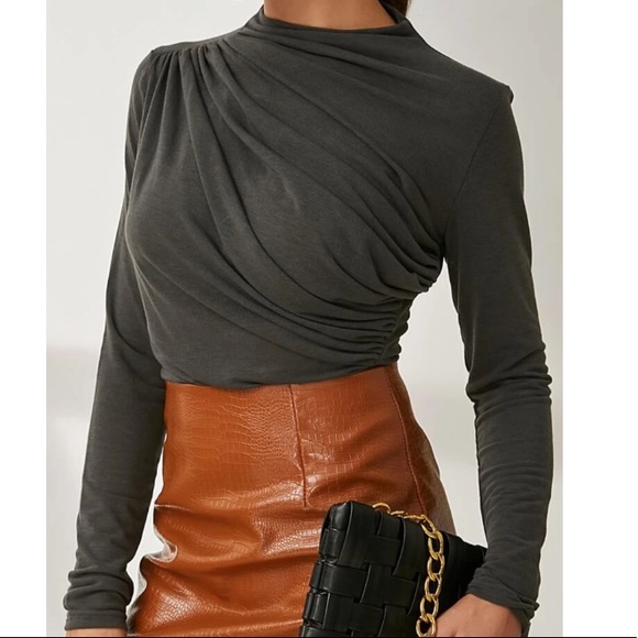 Apricot minimalist ruched blouse - Picture 9 of 16